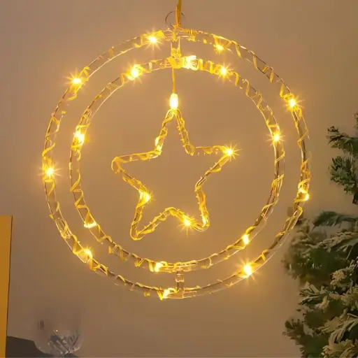 Ring Star Neon Sign Light | Warm White LED Neon Sign for Home, Bedroom & Party Wall Decor | Waterproof IP65 Neon Light for Diwali, Festivals, Indoor & Outdoor Decoration
