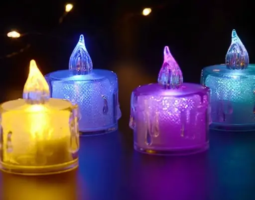 [Crystal Light Changing Electronic] Crystal Light Changing Electronic Diyas Eco Friendly E- Diya Candles for Festival, Diwali Ganpati Decoration, Home Decor Items (24)