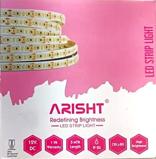 Multicolor Warm White Arisht LED Strip Light, Battery Powered, 12V