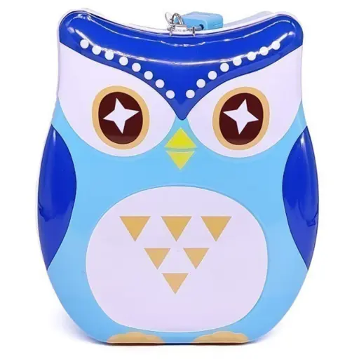 [Cute & Colorful Owl Shaped Metal Piggy Bank] Cute & Colorful Owl Shaped Metal Piggy Bank with Secure Lock & Keys for Kids, Attractive Bird Themed Money Saving Storage, Coin Collection Box for Girls, Children (Pack of 1, Multicolor)