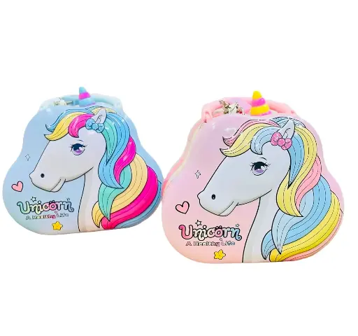 Pack of 1 Metal Piggy Bank Unicorn Shaped for Boys/Girls with Lock Money Bank for Kids Birthday Present Return Gift Party Favors Toys Bank Money Box (Pink (Unicorn, Cute Girl))