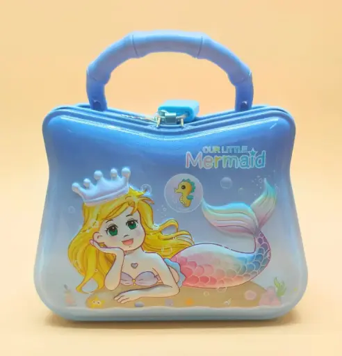 Stylish Mermaid Piggy Bank For Girls Kids - Lock, Modern Theme, Return Gift-Multicolor