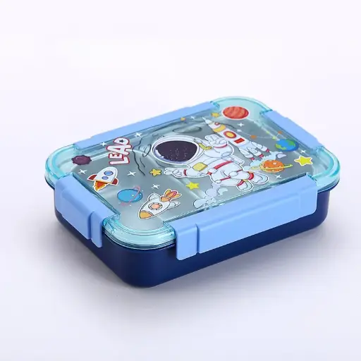 Space Theme Lunch Box for Kids,Astronaut Lunch Box,School Lunch for Kids, Stainless Steel Insulated Lunchbox, Bento Lunch Box, 2 Grid Insulated Tiffin Box with 1 Spoon and 2 Chopstickes (750 ML)