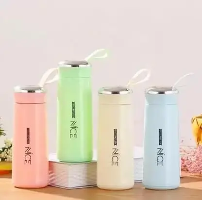 [MH-140] Thermos Glass Water Bottle 400ml | Leakproof Flask for Tea, Coffee, and Water | Creative Design, Portable and Eco-Friendly Bottle (Nice Bottle 400ML,Multi-Color,PACK-1)